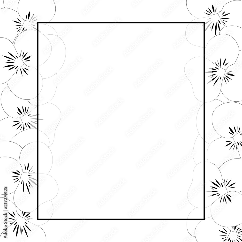 Violet Pansy Flower Outline Banner Card Border Violet Pansy Flower Outline Banner Card Border