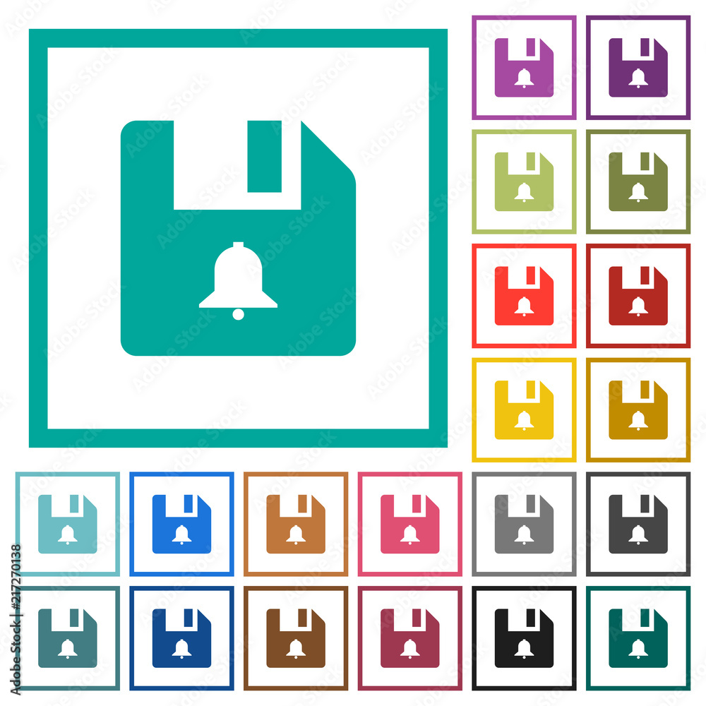 File alerts flat color icons with quadrant frames File alerts flat color icons with quadrant frames