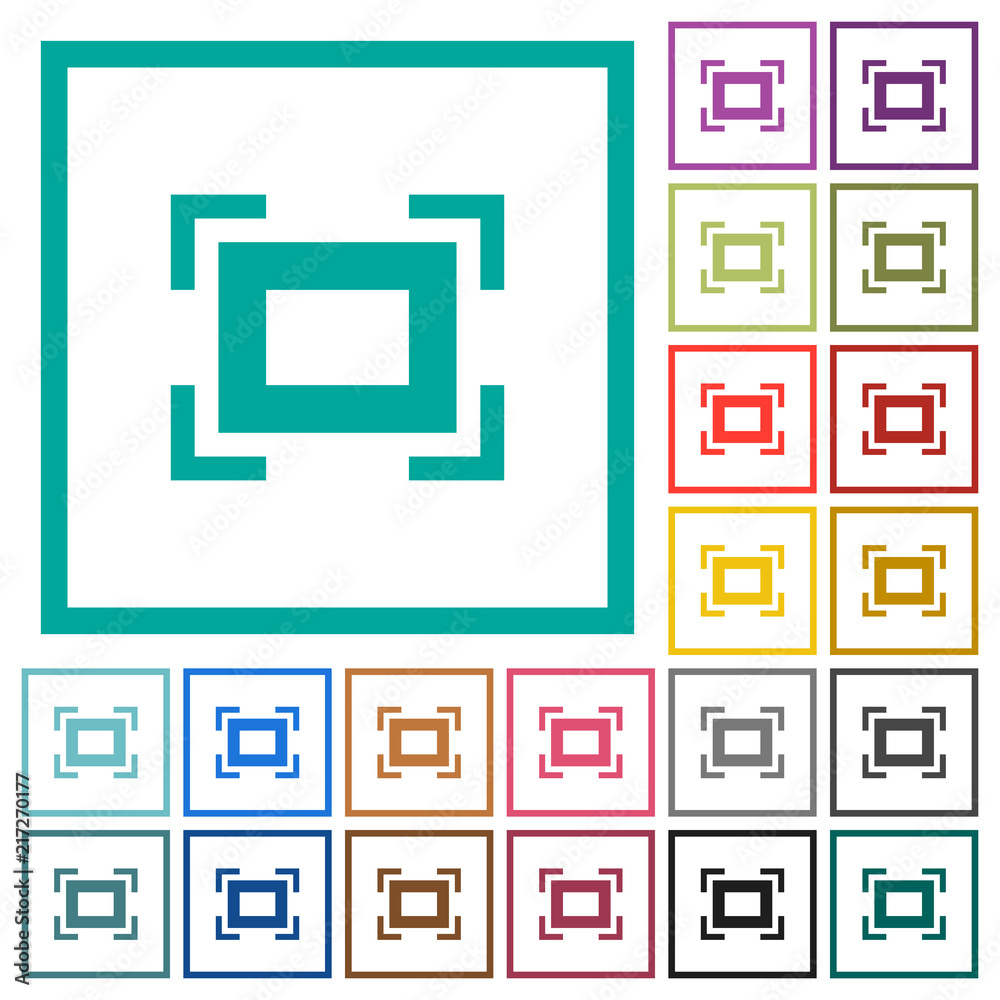 Full screen flat color icons with quadrant frames Full screen flat color icons with quadrant frames
