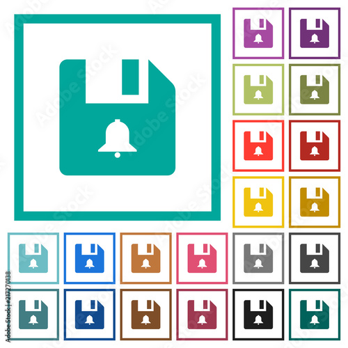 File alerts flat color icons with quadrant frames