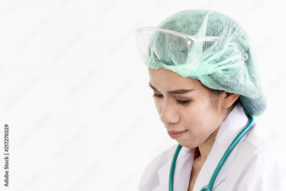 Beautiful portrait of doctor woman with stethoscope on white background.Copy space. Beautiful portrait of doctor woman with stethoscope on white background.Copy space.