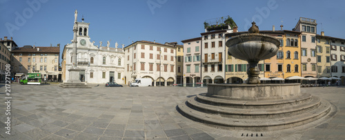 The fountain in the center of Matteotti iSquare n the center of Udine, Italy