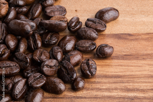 Roasted coffee beans isolated on pure white background for content using.