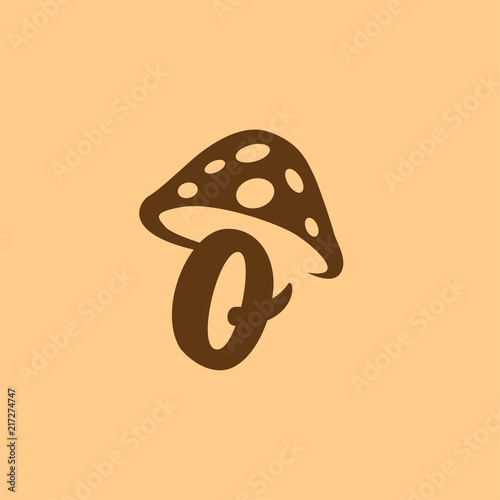 o Letter lowercase mushroom logo icon vector