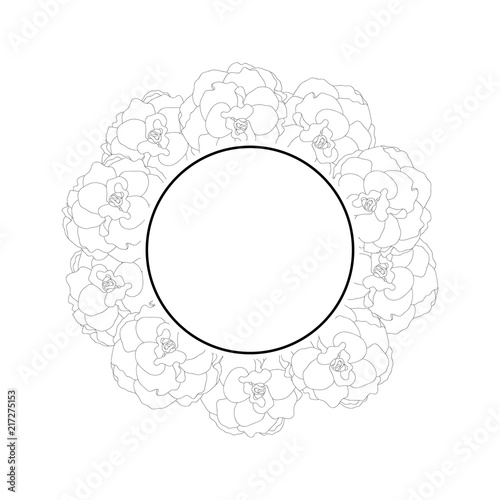 Begonia Flower Outline, Picotee Banner Wreath