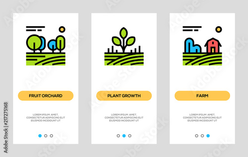 Agriculture And Farming Banners. Fruit Orchard, Plant Growth, Farm Vertical Cards. Vector Concept For Web Graphics.