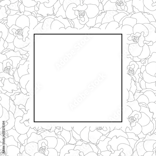 Begonia Flower Outline, Picotee Banner Card.