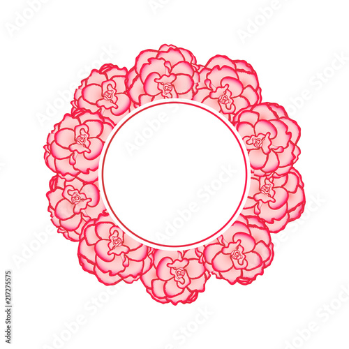 Pink Begonia Flower, Picotee First Love Banner Wreath