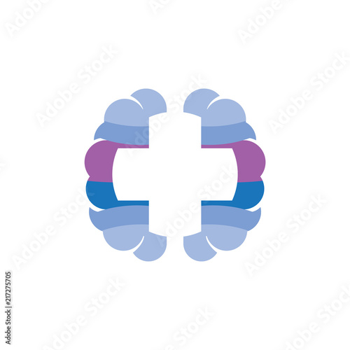 medical cross symbol with brain logo icon vector