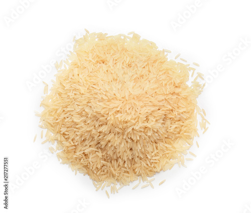 Heap of rice on white background