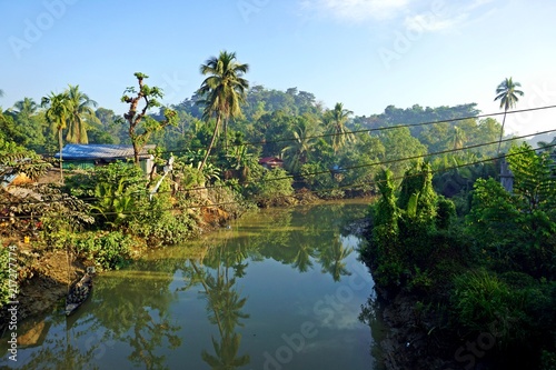 Ancient Mrauk U on the banks of a minor Tributarie river to mighty Kaladan River  Myanmar