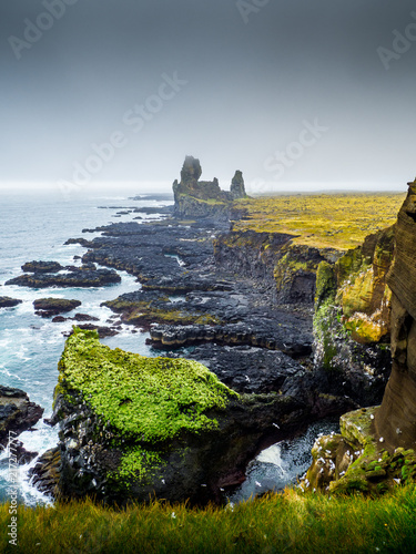 Black volcanic coastline on Iceland