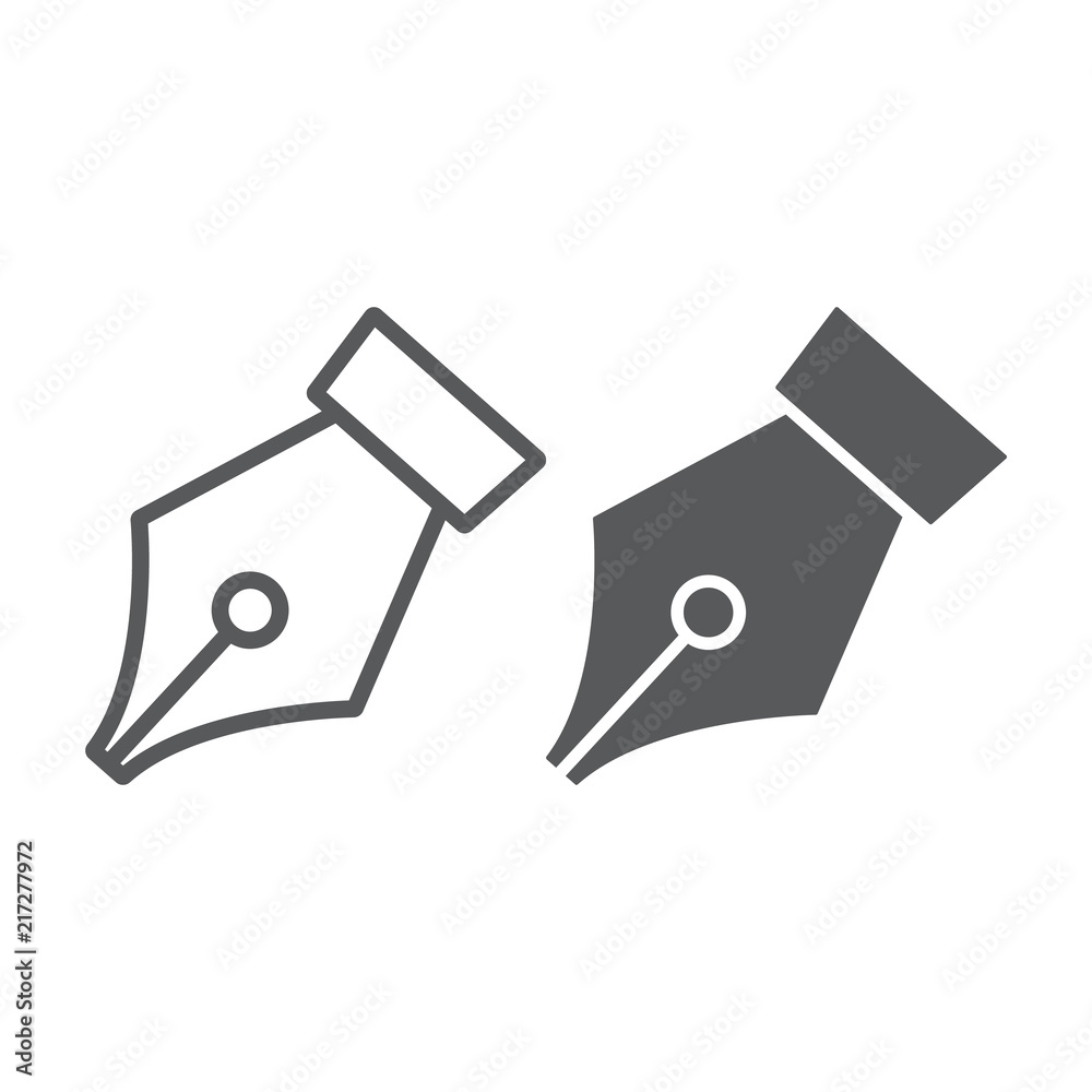 Pen tool line and glyph icon, tools and design, fountain pen sign, vector graphics, a linear pattern on a white background, eps 10. Pen tool line and glyph icon, tools and design, fountain pen sign, vector graphics, a linear pattern on a white background, eps 10.