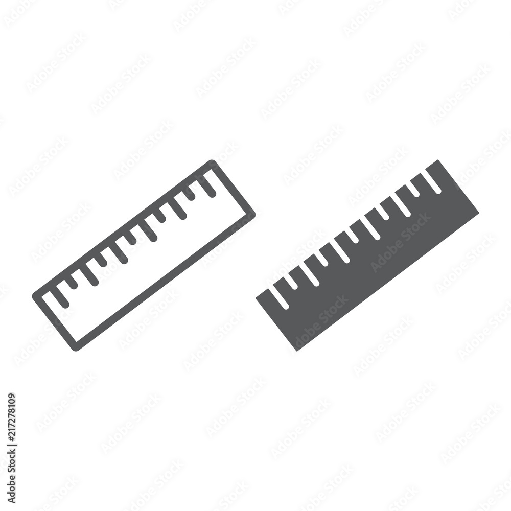 Measure tool line and glyph icon, tools and design, ruler sign, vector graphics, a linear pattern on a white background, eps 10.