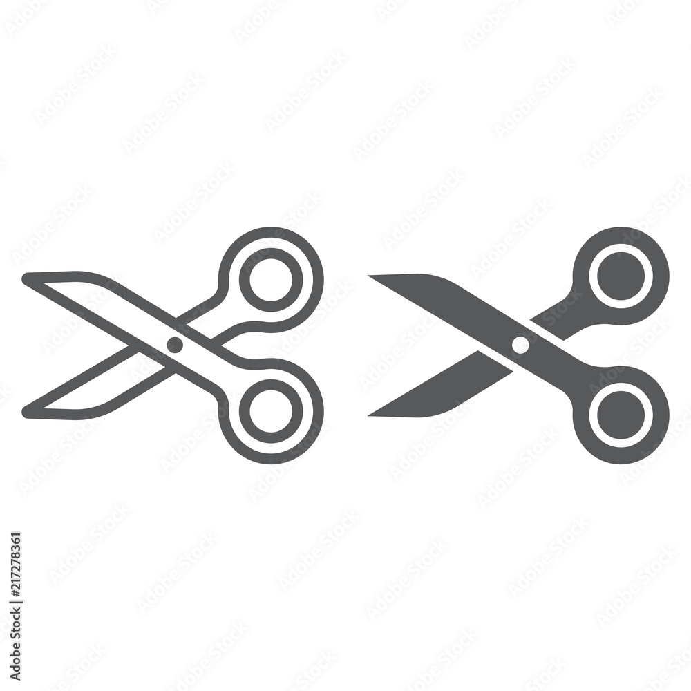 Scissors line and glyph icon, tools and design, cut sign, vector graphics, a linear pattern on a white background, eps 10. Scissors line and glyph icon, tools and design, cut sign, vector graphics, a linear pattern on a white background, eps 10.