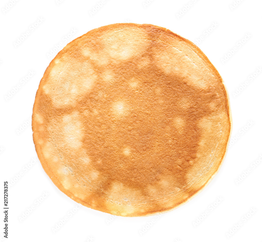 Tasty thin pancake on white background Tasty thin pancake on white background