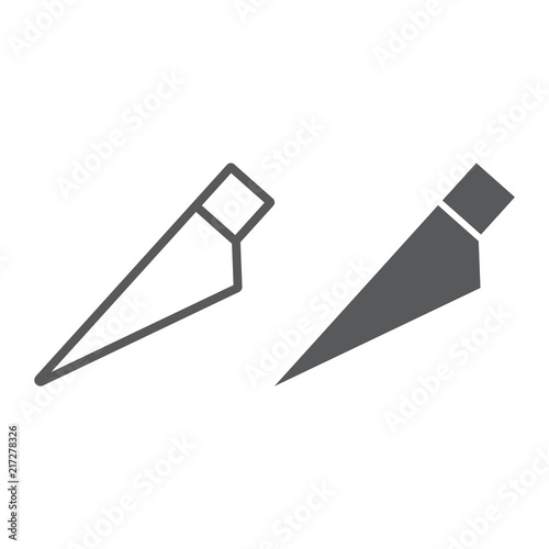 Slice tool line and glyph icon, tools and design, cut sign, vector graphics, a linear pattern on a white background, eps 10.