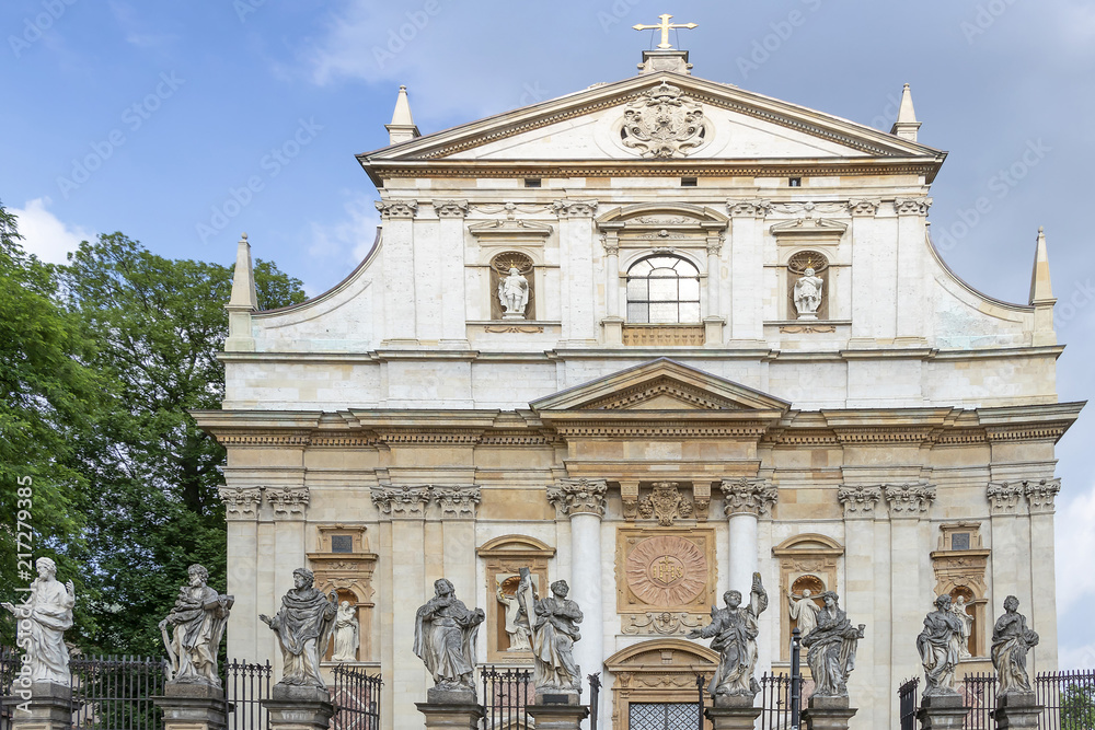 Obraz premium Facade of Church of San Pedro and San Pablo in krakow, Poland