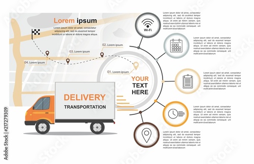 Orange Cargo Delivery Business infographic with transport