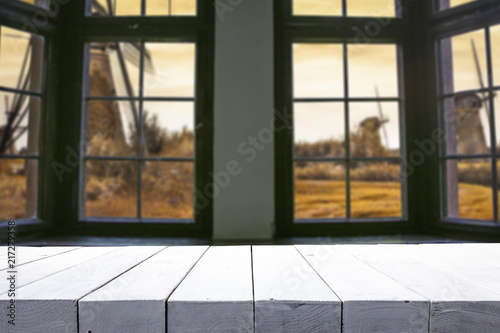 table background and autumn window space 