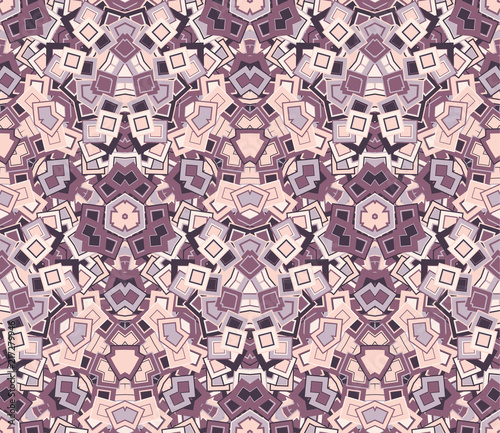 Abstract seamless pattern, background. Composed of colored geometric shapes. Useful as design element for texture and artistic compositions.