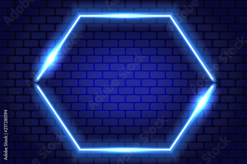 Neon hexagon frame for decoration signboard of casino, shop, club or bar