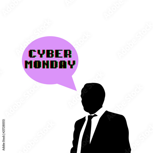 Icono plano CYBER MONDAY color en burbuja en violeta y fondo blanco