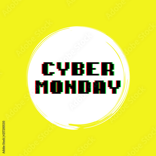 Icono plano CYBER MONDAY color en forma circular blanco en fondo amarillo