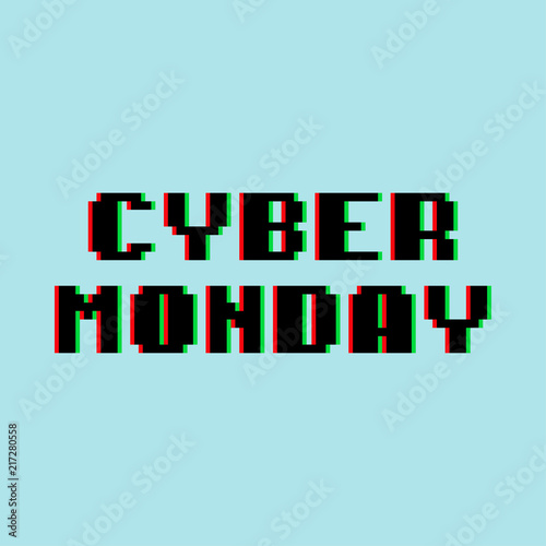 Texto CYBER MONDAY color en fondo azul
