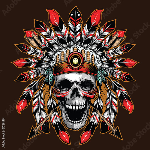 chief skull illustration background for shirt design