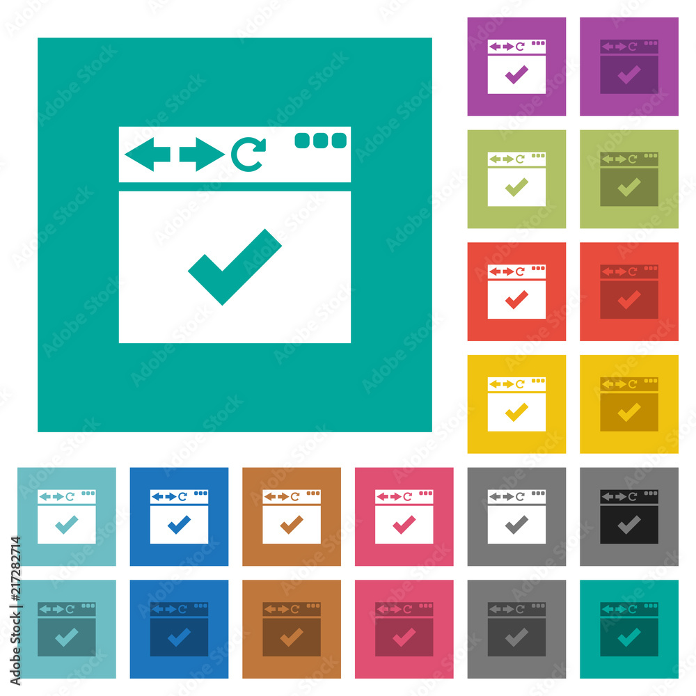 Browser ok square flat multi colored icons Browser ok square flat multi colored icons