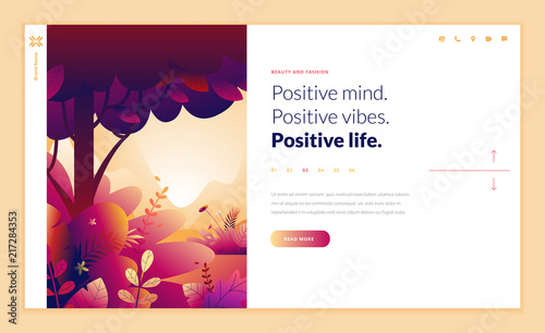Web page design template for beauty, spa, wellness, natural products, cosmetics, body care, healthy life. Modern flat design vector illustration concept for website and mobile website development. 
