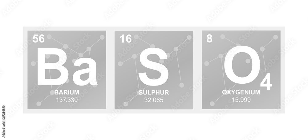 Vector symbol of Barium sulfate which is white crystalline solid on the ...