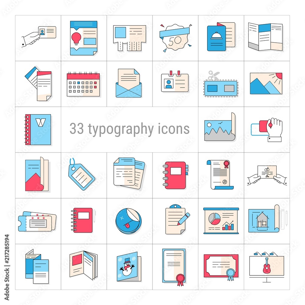 printing house flat icons. typography flat icons. printing house flat icons. typography flat icons.