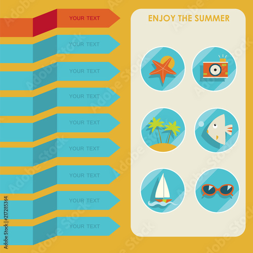 Set of summer elements. Summer holidays concept
