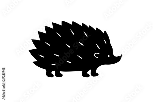 Black Hedgehog silhouette. Vector photo