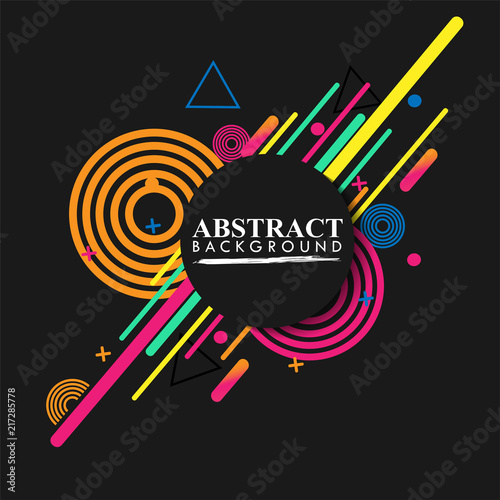 Abstract geometric background. Colorful image.Modern style abstraction with composition made of various rounded shapes in color. Vector illustration.