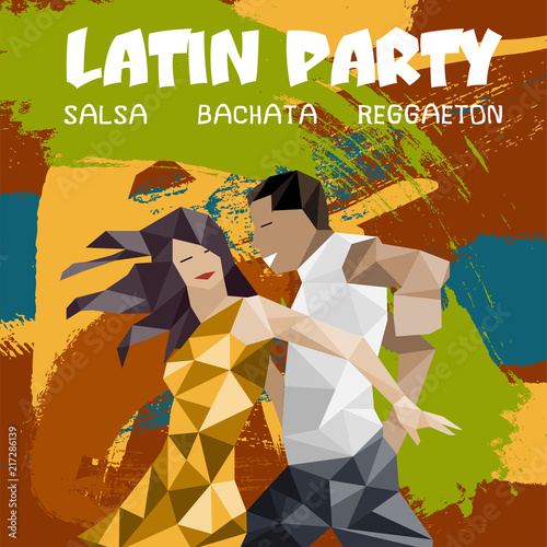 Salsa party illustration with dancing couple