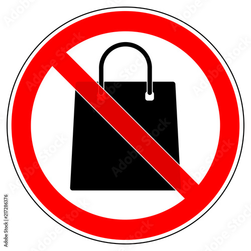 srr420 SignRoundRed - german - Verbotszeichen: Einkaufstasche - Taschenverbot / Papiertütenverbot / Plastiktütenverbot - english - prohibition sign - bags - paper bags - plastic bags prohibited g6448