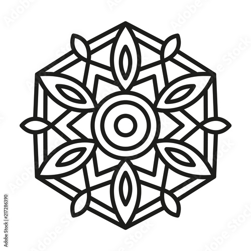Simple Mandala Shape for Coloring. Vector Mandala. Floral. Flower. Oriental. Book Page. Outline.