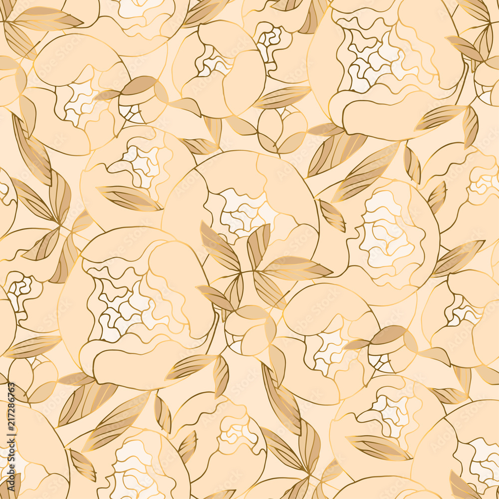 Fototapeta premium Ivory and beige luxury floral seamless pattern.