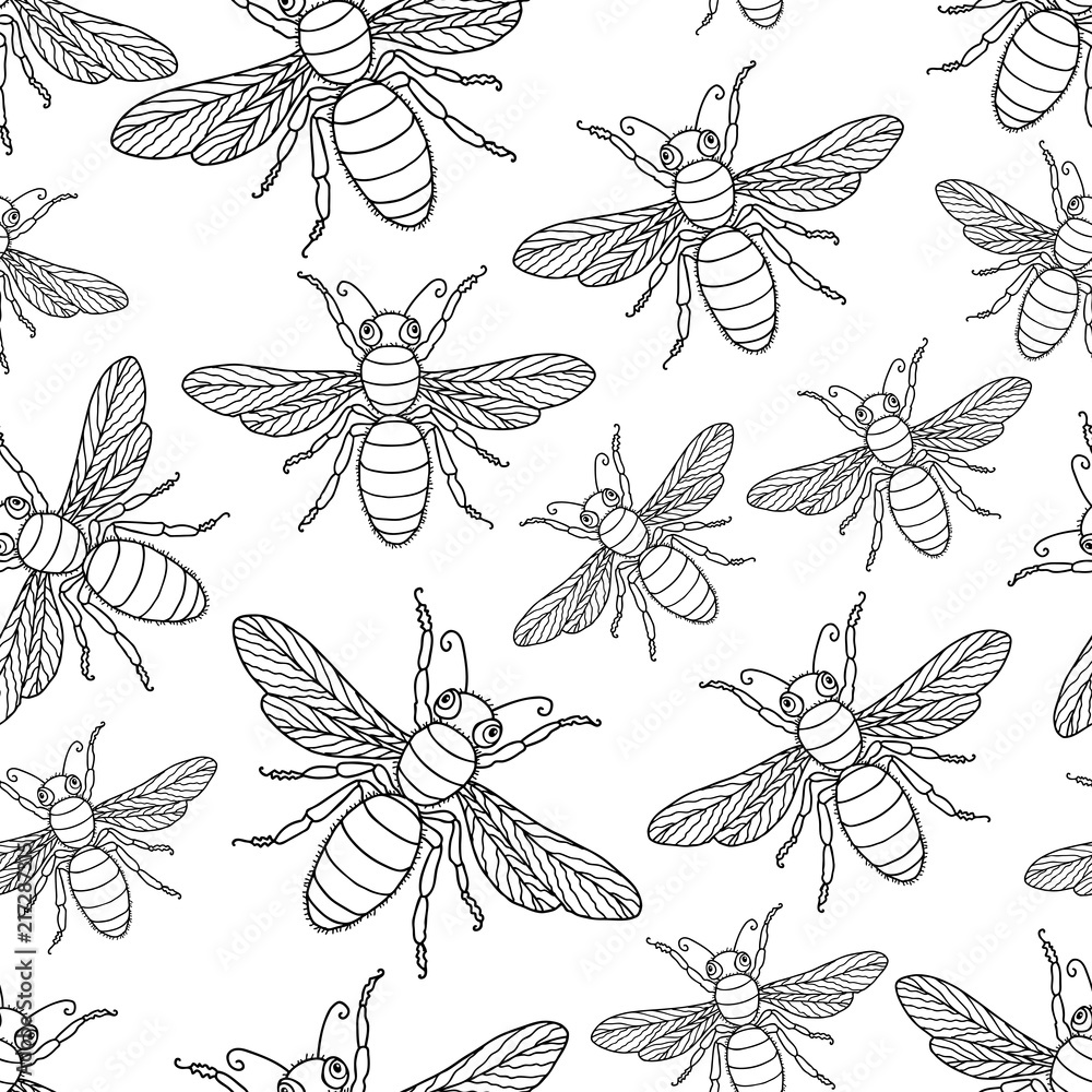 Fototapeta premium Vector background from the drawn flies