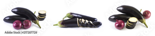 The eggplant on white background. Fresh vegetables on a white background.