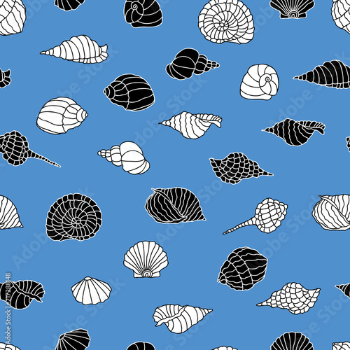 Vector pattern of the different sea shells