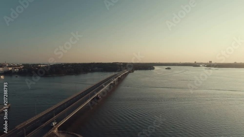 Wallpaper Mural Ruoholahti Länsiväylä bridge with cars during sunset alternative aerial shot. Torontodigital.ca
