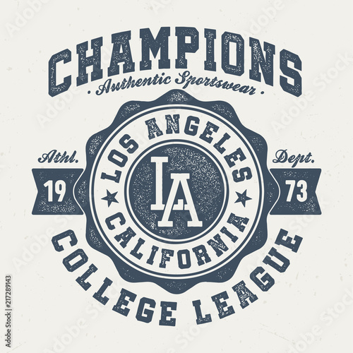 Los Angeles Champions - Vintage Tee Design For Printing