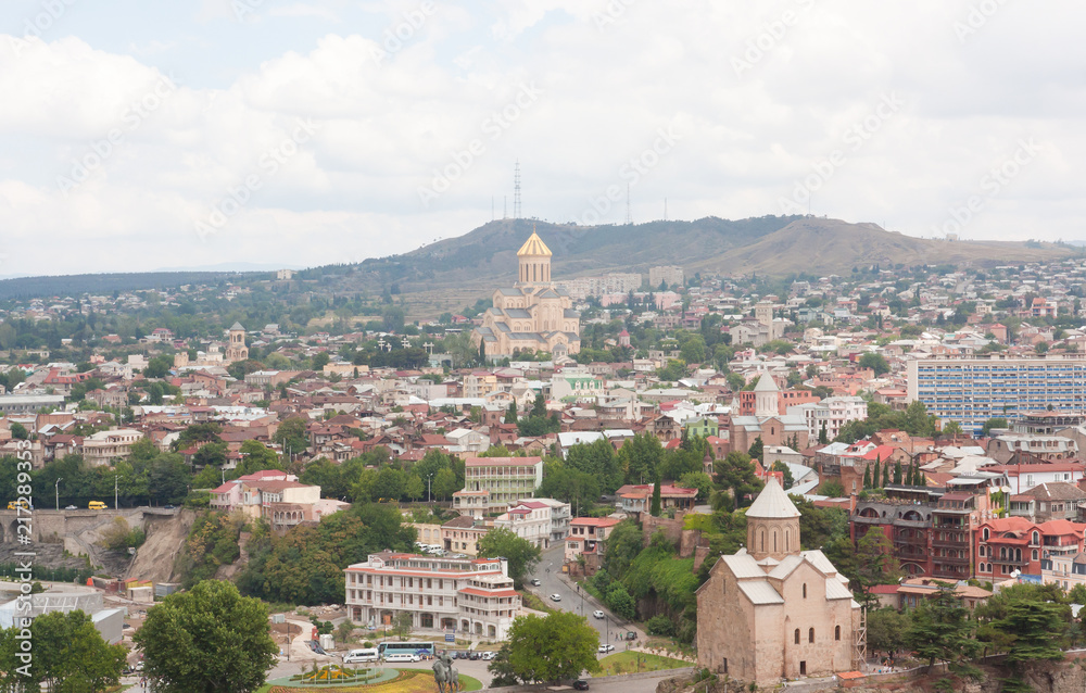 Top view of the historical center of Tbilisi from Narikala fortress. Tbilisi is the capital of Georgia