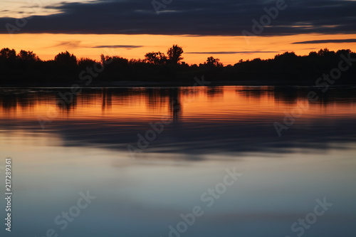 Sunset on Vistula river in Grudziadz. Poland