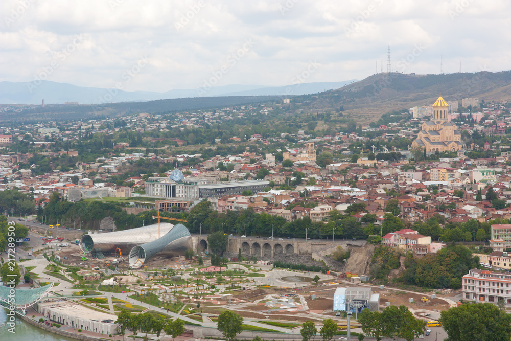 Top view of Tbilisi from the Narikala fortress. Tbilisi is the capital of the Republic of Georgia