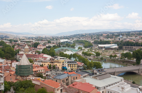 Tbilisi, Georgia-August 08, 2013: top view of the historical center of Tbilisi from Narikala fortress. Tbilisi is the capital of Georgia